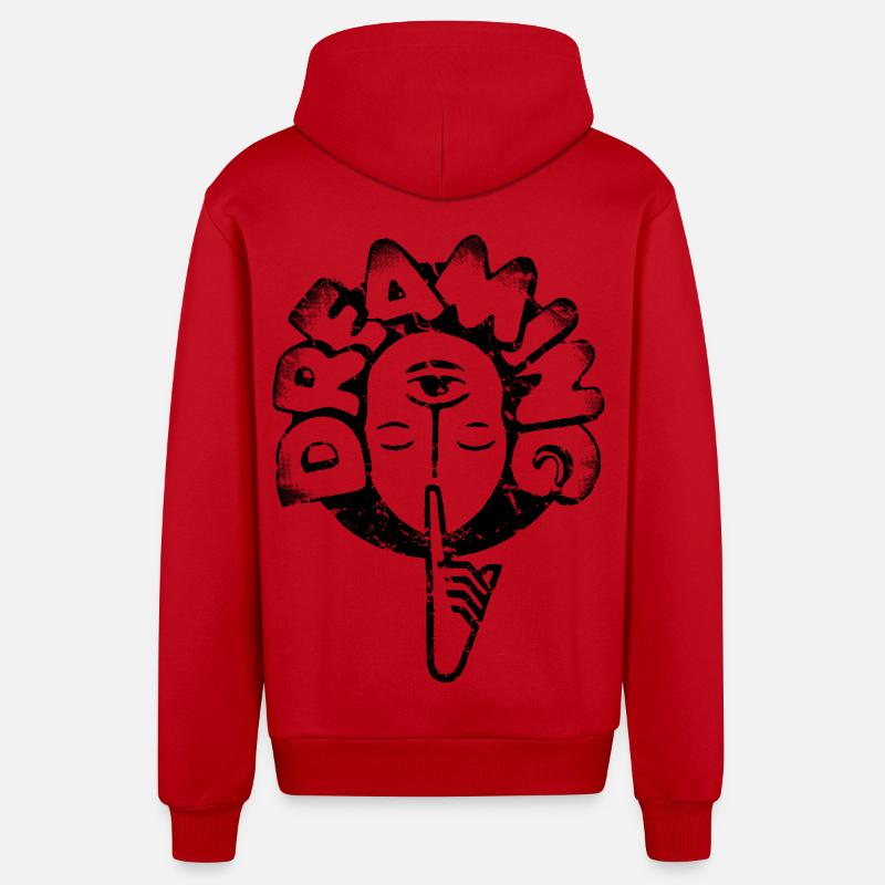Psst ! Rêve, repos, repos, pause utilisée - Veste à capuche bio décontractée fabriquée en UE - rouge