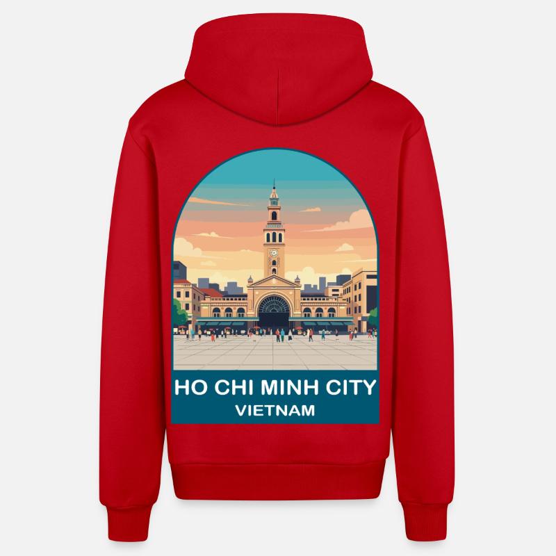 CTY02064 - Veste à capuche bio décontractée fabriquée en UE - rouge