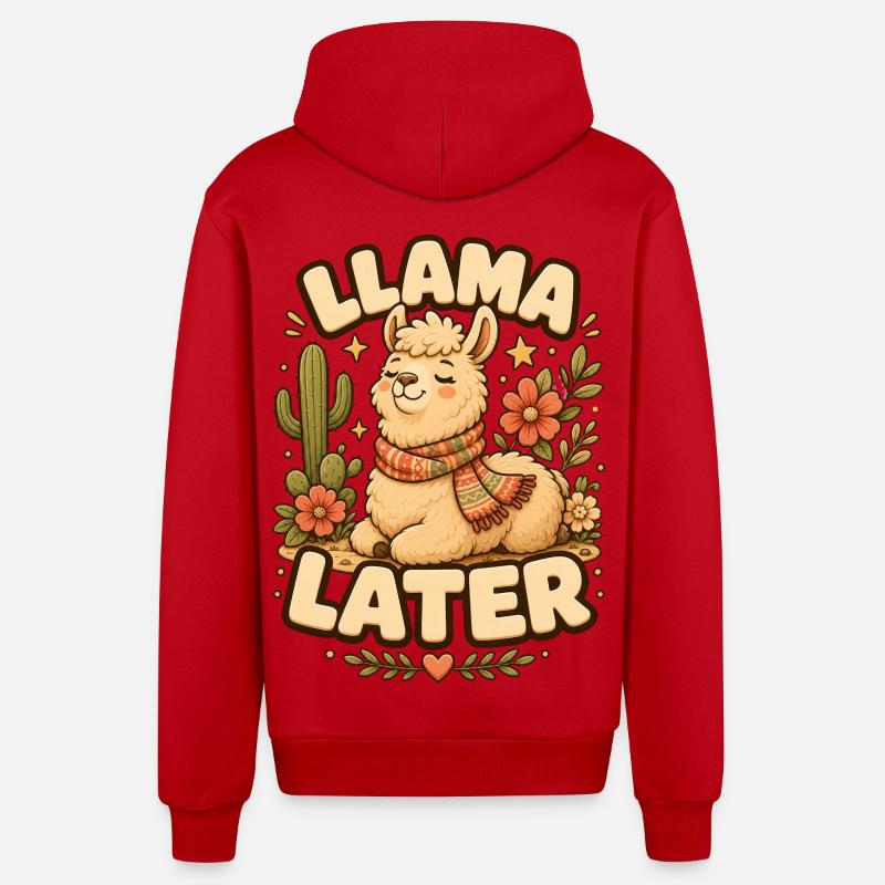 Lama Plus tard Lama - Veste à capuche bio décontractée fabriquée en UE - rouge