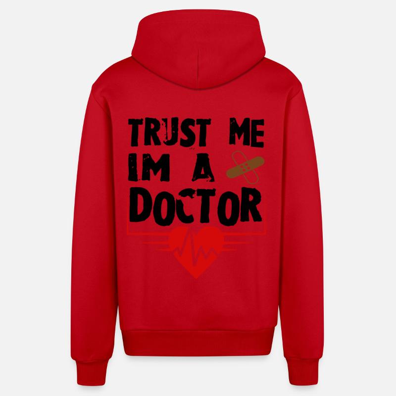 Je suis médecin - Veste à capuche bio décontractée fabriquée en UE - rouge