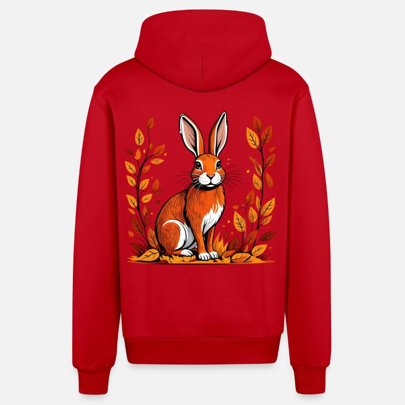 Lapin d’automne - Veste à capuche bio décontractée fabriquée en UE - rouge