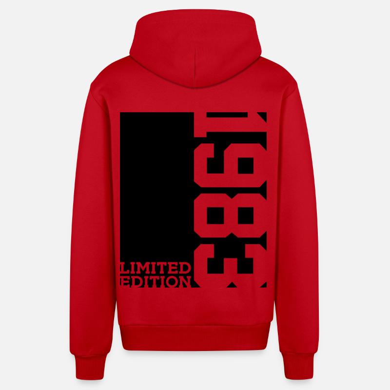 ÉDITION LIMITÉE 43E ANNIVERSAIRE 1983 - Veste à capuche bio décontractée fabriquée en UE - rouge