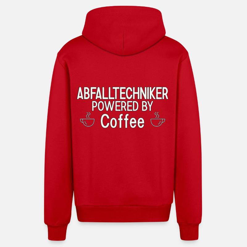 Abfalltechniker Powered By Coffee - Organic Relaxed Kapuzenjacke Made in EU - Rot