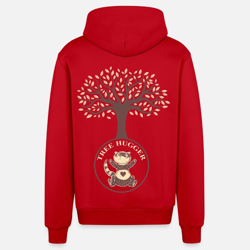 Furets des arbres - Veste à capuche bio décontractée fabriquée en UE - rouge