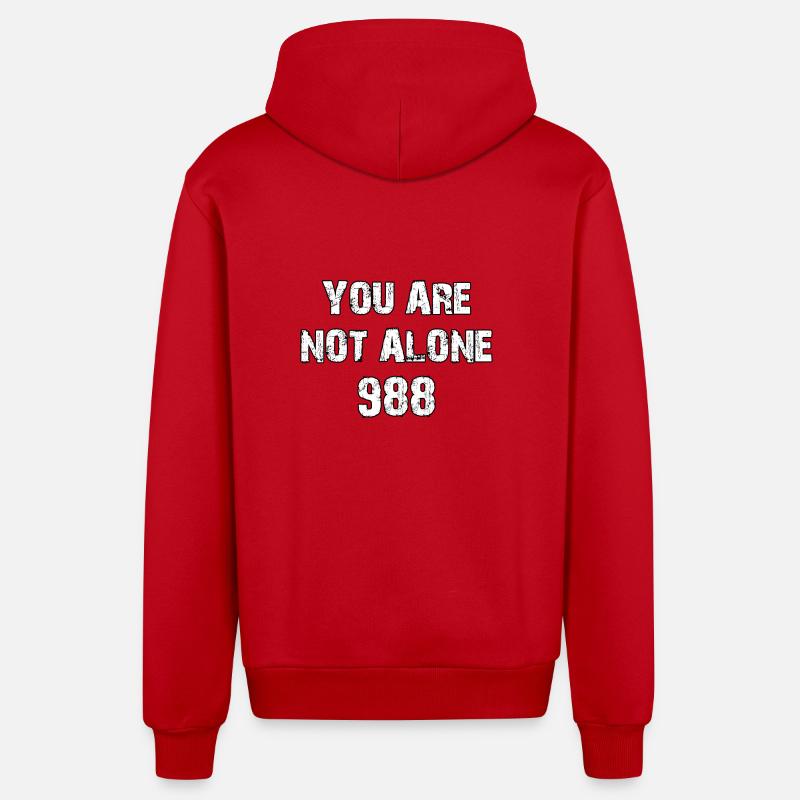 Vous n’êtes pas seul 988 - Veste à capuche bio décontractée fabriquée en UE - rouge