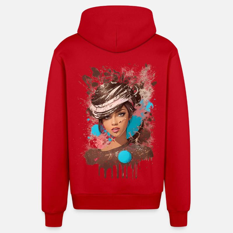 Dame douce - Veste à capuche bio décontractée fabriquée en UE - rouge