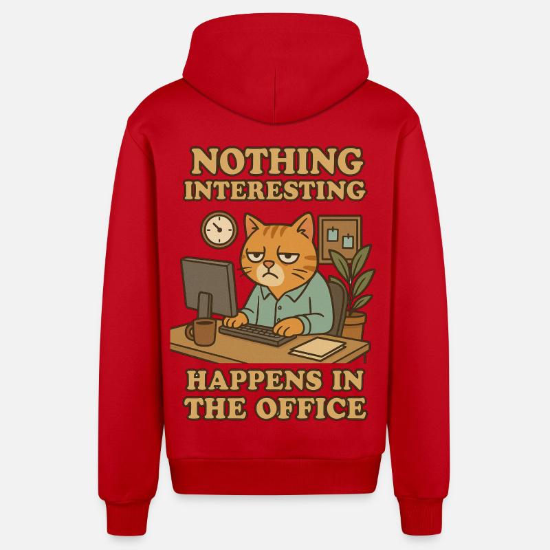 Rien d’intéressant Chat de bureau - Veste à capuche bio décontractée fabriquée en UE - rouge
