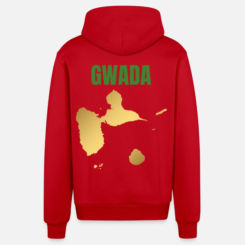 T-shirt GWADA carte dorée Antilles - Veste à capuche bio décontractée fabriquée en UE - rouge