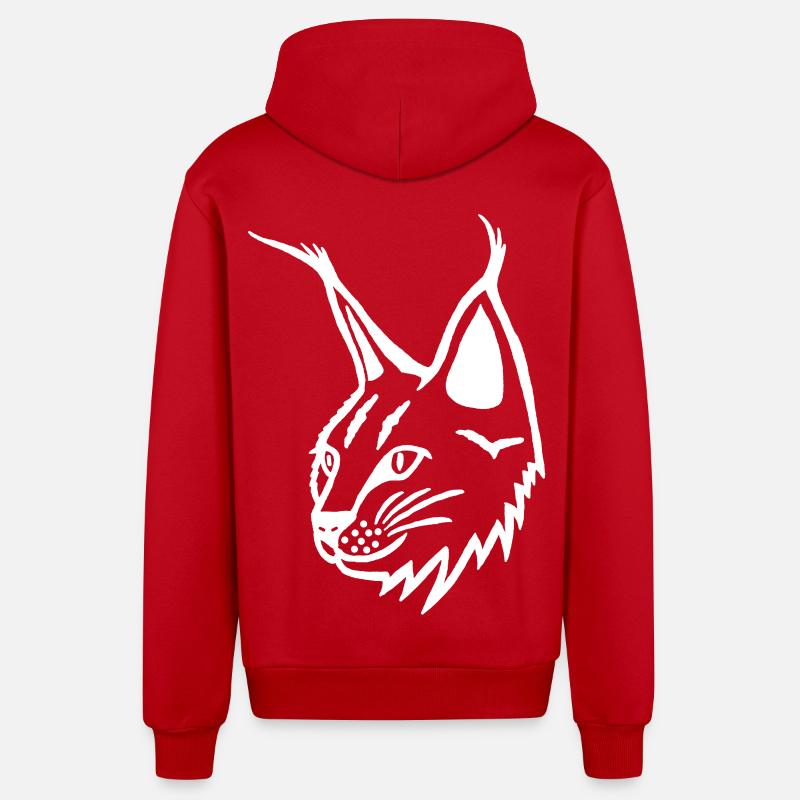 Portrait du lynx blanc - Veste à capuche bio décontractée fabriquée en UE - rouge