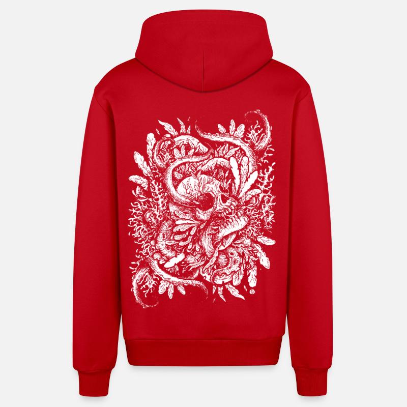 Le crâne noyé - Veste à capuche bio décontractée fabriquée en UE - rouge