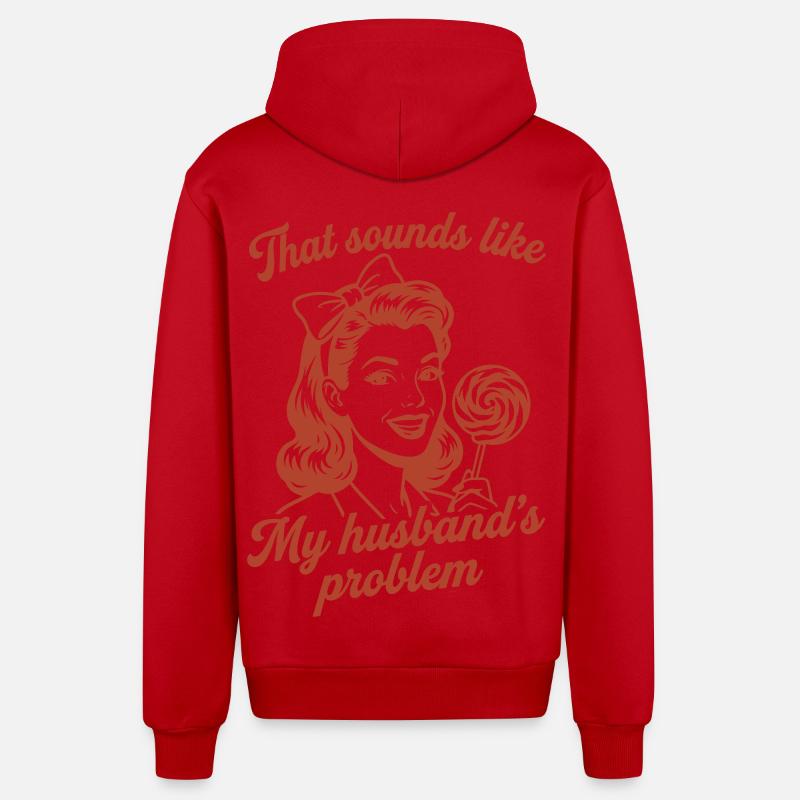 Husband's Problem – Lustiger Ehefrau Spruch - Organic Relaxed Kapuzenjacke Made in EU - Rot