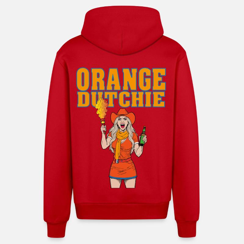 orangedutchie - Organic Relaxed Hooded Jacket Made in EU - red