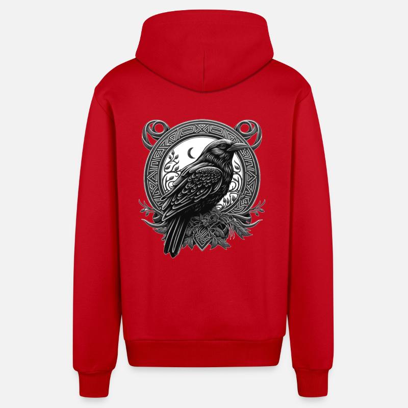 Corbeau Celtique - Veste à capuche bio décontractée fabriquée en UE - rouge