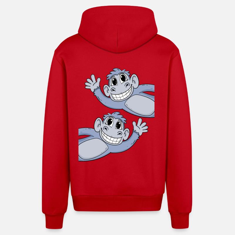 Monkey Monkeys - Organic Relaxed Hooded Jacket Made in EU - red