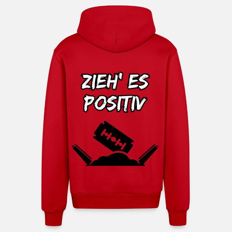 Dessinez-le positivement - Veste à capuche bio décontractée fabriquée en UE - rouge