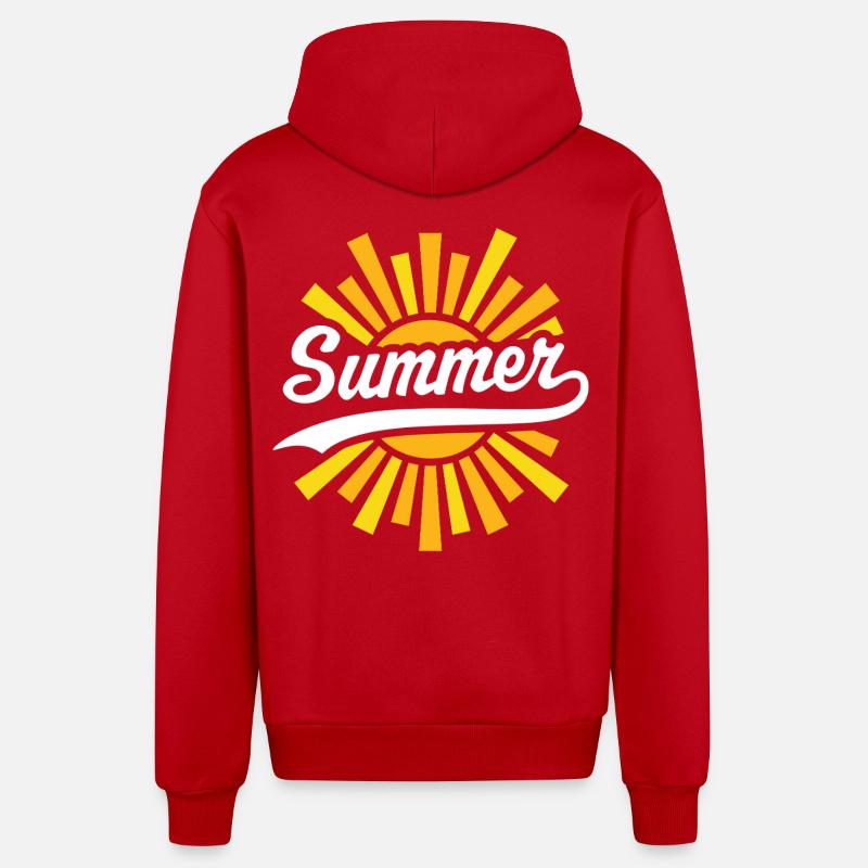 Soleil d’été - Veste à capuche bio décontractée fabriquée en UE - rouge