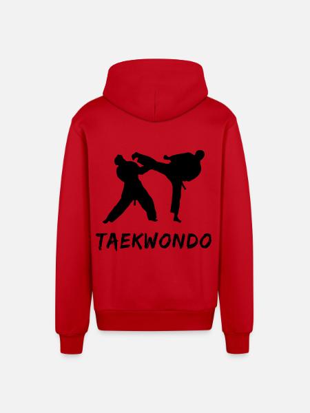 Taekwondo - Veste à capuche bio décontractée fabriquée en UE - rouge