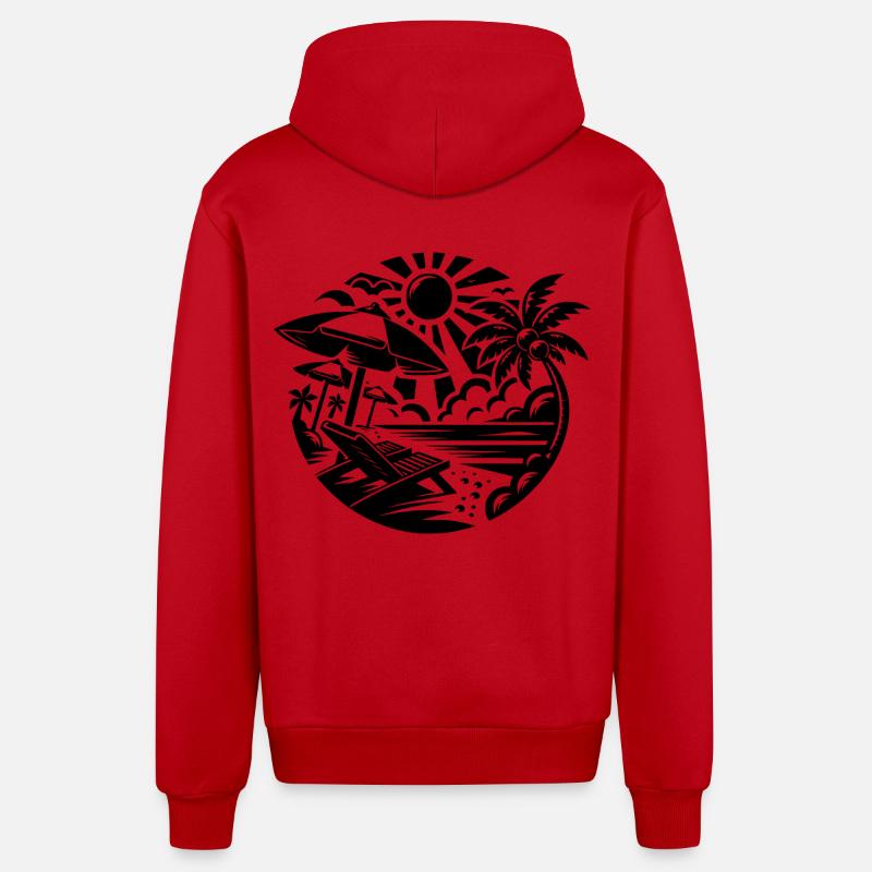 Icône Été Soleil Mer - Veste à capuche bio décontractée fabriquée en UE - rouge