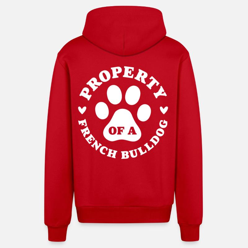 Propriété d’un bouledogue français - Veste à capuche bio décontractée fabriquée en UE - rouge