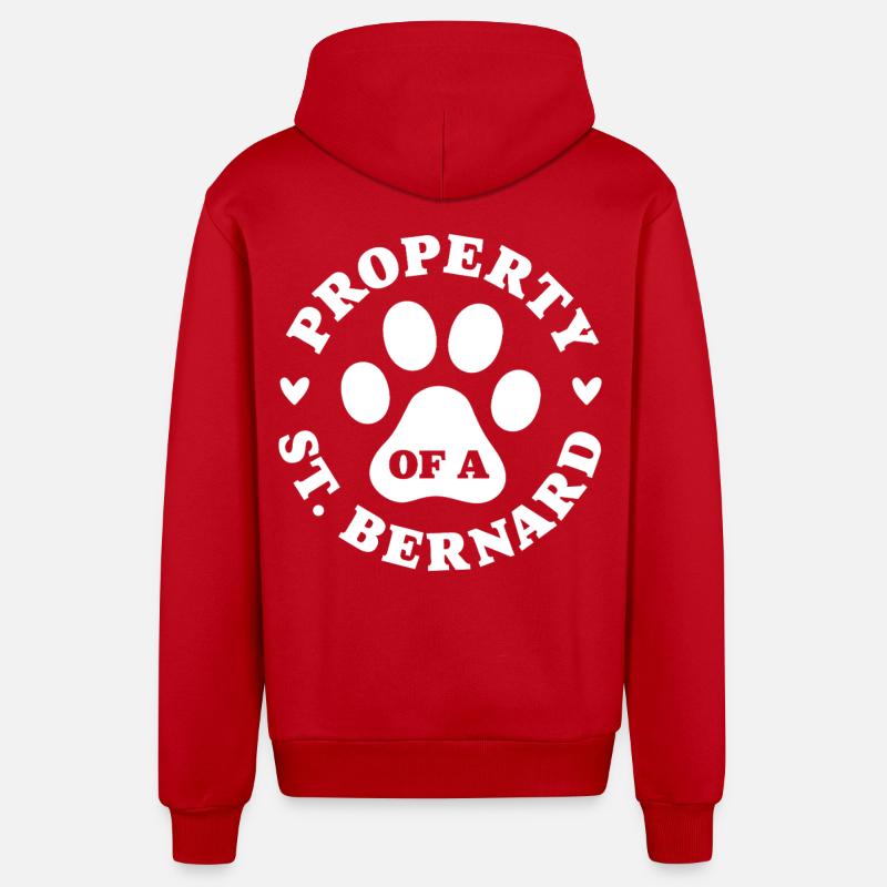 Propriété d’un Saint-Bernard - Veste à capuche bio décontractée fabriquée en UE - rouge