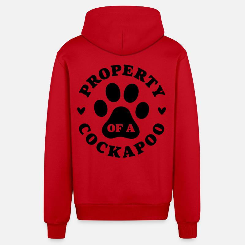 Propriété d’un Cockapoo - Veste à capuche bio décontractée fabriquée en UE - rouge