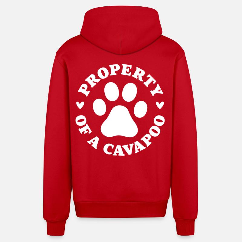 Propriété d’un Cavapoo - Veste à capuche bio décontractée fabriquée en UE - rouge