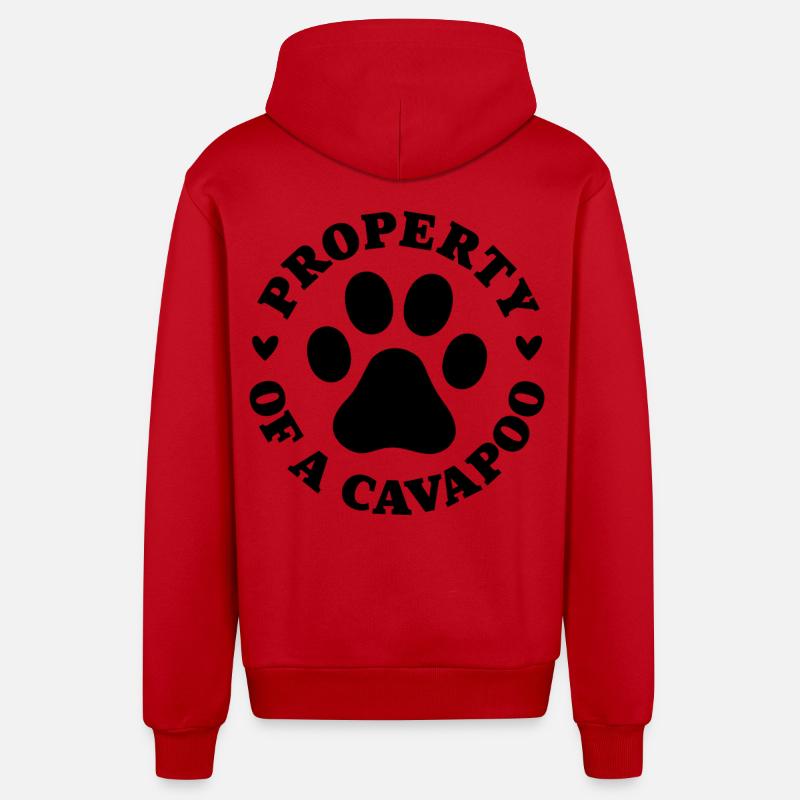 Propriété d’un Cavapoo - Veste à capuche bio décontractée fabriquée en UE - rouge