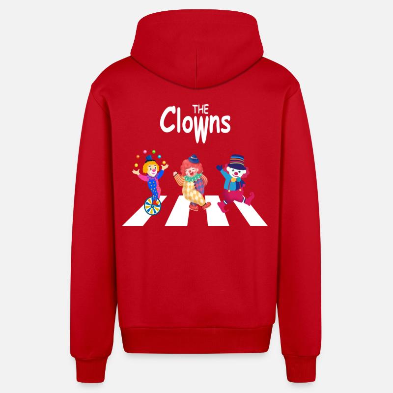 Les clowns - Veste à capuche bio décontractée fabriquée en UE - rouge