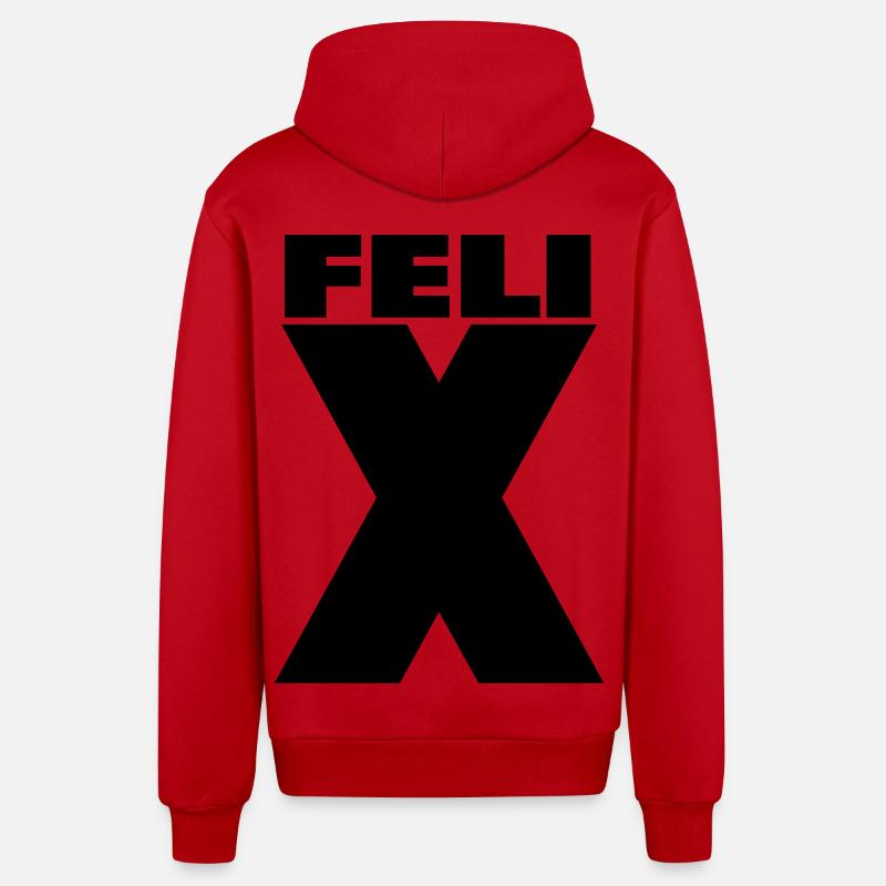 Felix X – Minimal Name Design - Organic Relaxed Kapuzenjacke Made in EU - Rot