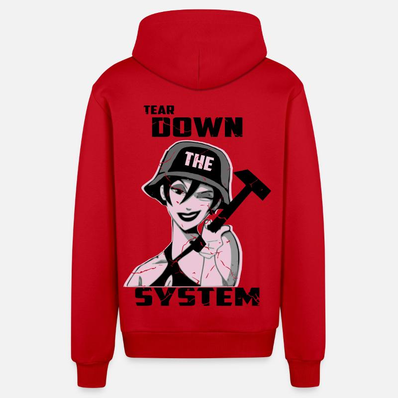 Zerstören Sie das System - Organic Relaxed Kapuzenjacke Made in EU - Rot