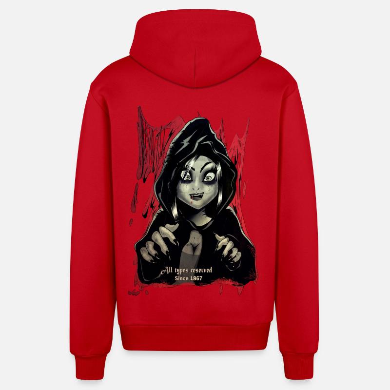 2 vampires - Veste à capuche bio décontractée fabriquée en UE - rouge