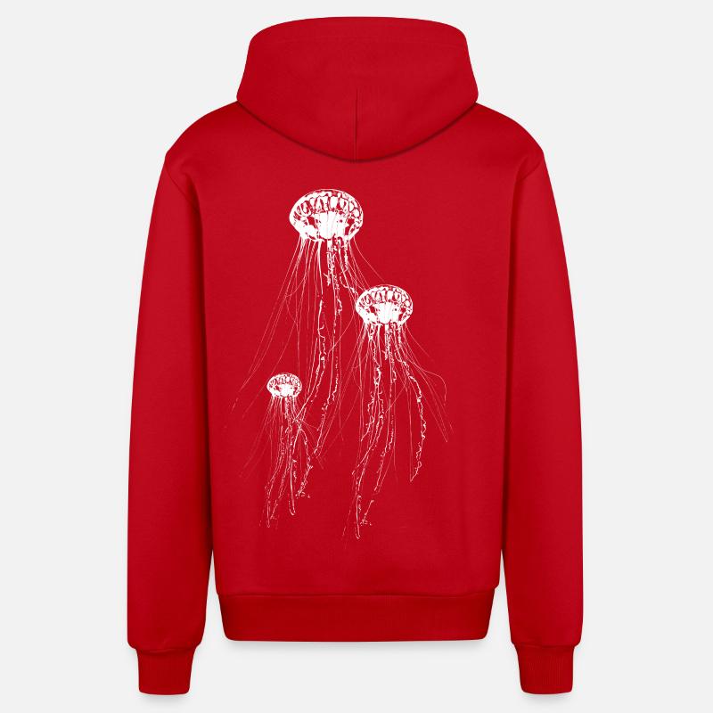 Méduse - Veste à capuche bio décontractée fabriquée en UE - rouge
