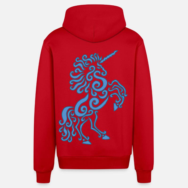 Blaues Einhorn Pferd - Organic Relaxed Kapuzenjacke Made in EU - Rot