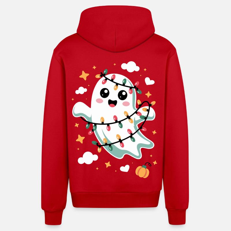 Süßer Geist mit Weihnachtslichtern - Organic Relaxed Kapuzenjacke Made in EU - Rot