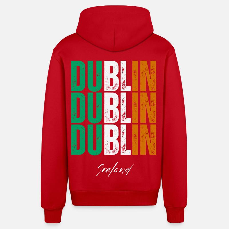 Dublin Irlande, souvenir de Dublin - Veste à capuche bio décontractée fabriquée en UE - rouge