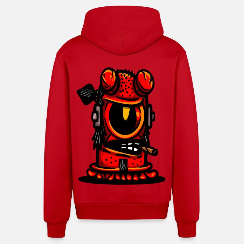 Red Devil Cigar Karikatur - Organic Relaxed Kapuzenjacke Made in EU - Rot