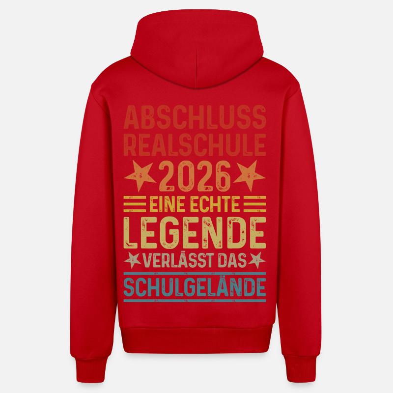 Certificat de fin d’études secondaires 2026 - Veste à capuche bio décontractée fabriquée en UE - rouge