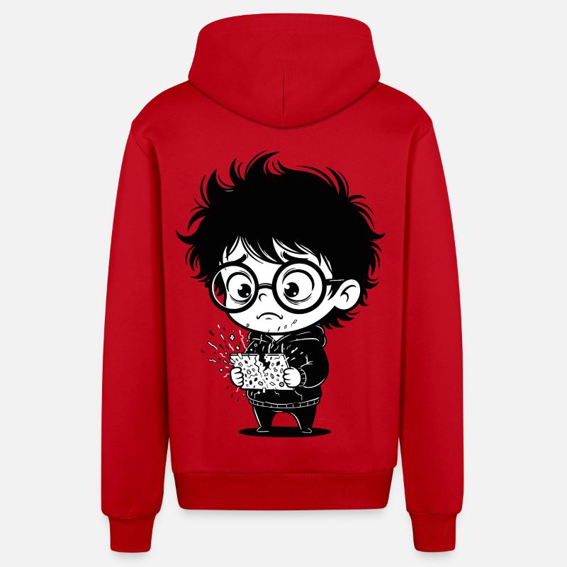 Sticker Enfant Tablette Brisée Stress Numérique - Veste à capuche bio décontractée fabriquée en UE - rouge