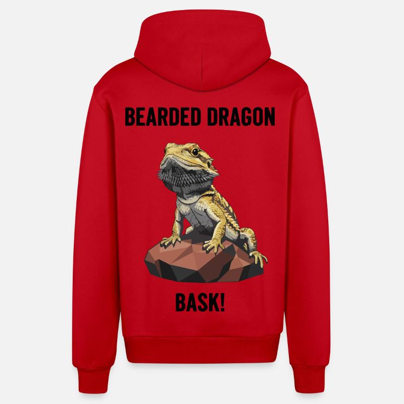 Agame Bearded Lizard Bask Bearded Dragon - Organic Relaxed Hooded Jacket Made in EU - red