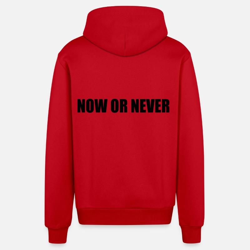 Now or never - Veste à capuche bio décontractée fabriquée en UE - rouge