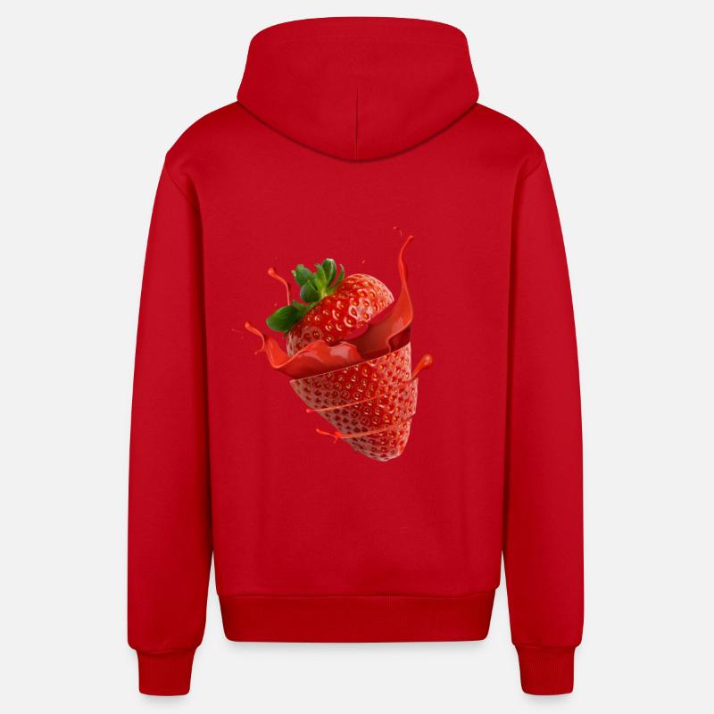 Erdbeere mit splash - Organic Relaxed Kapuzenjacke Made in EU - Rot