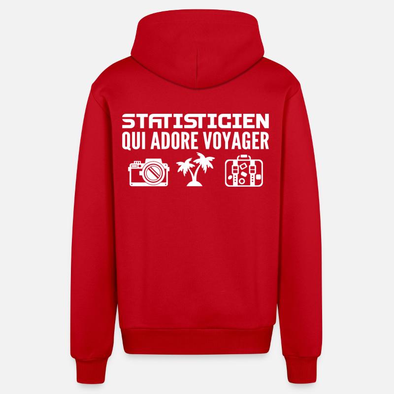 Voyageurs & Statisticiens : Passion & Découverte - Veste à capuche bio décontractée fabriquée en UE - rouge