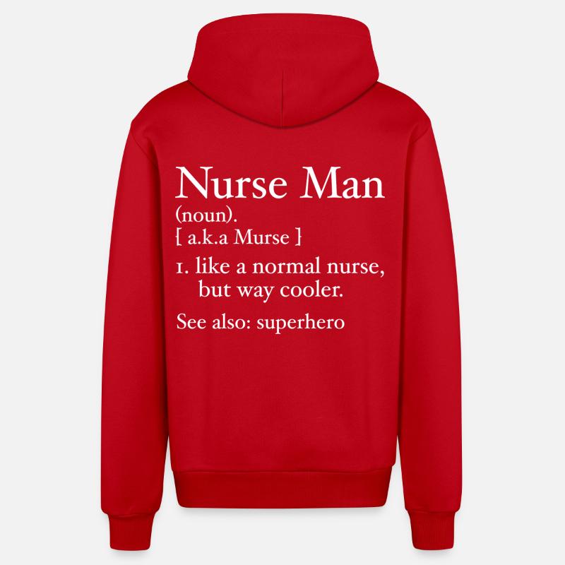 Funny Nurse Man Definition - Veste à capuche bio décontractée fabriquée en UE - rouge