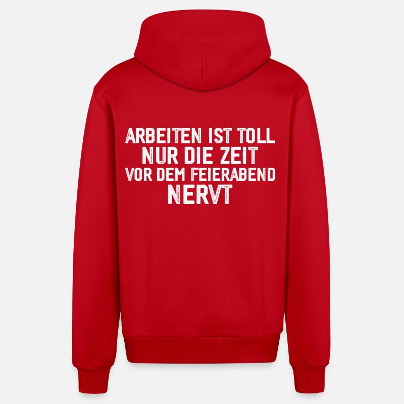 Funny Work Gift - Organic Relaxed Hooded Jacket Made in EU - red