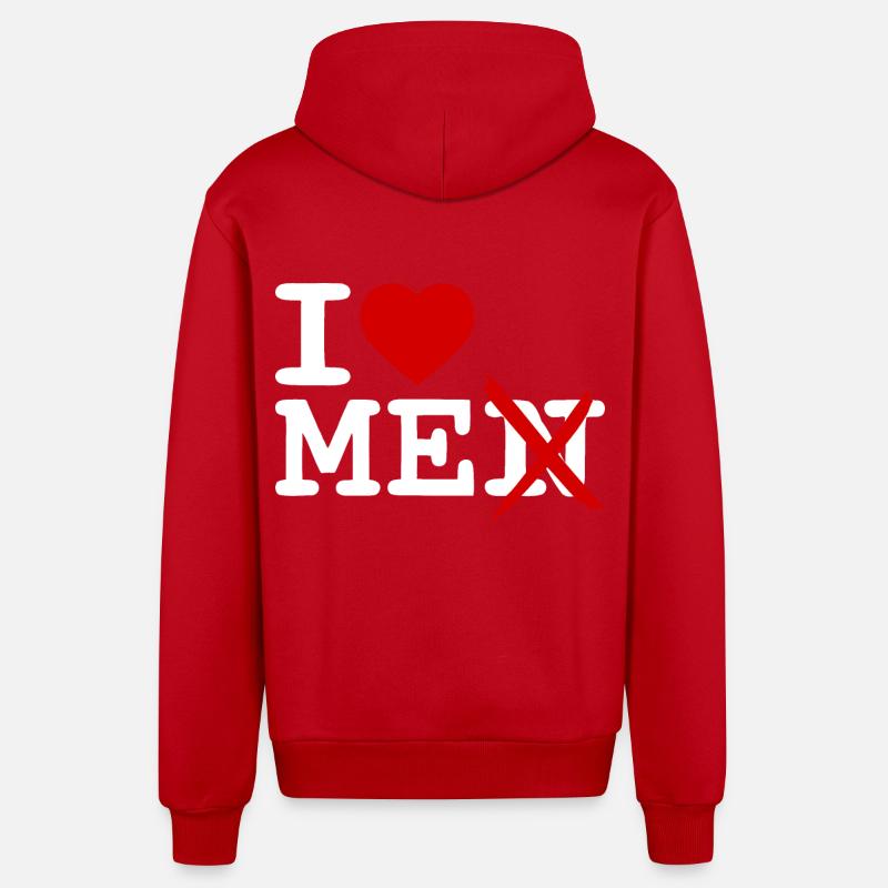 I love me - Veste à capuche bio décontractée fabriquée en UE - rouge