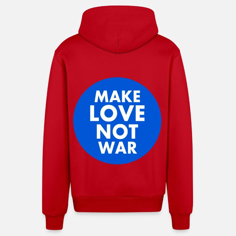 Make love not war - Veste à capuche bio décontractée fabriquée en UE - rouge