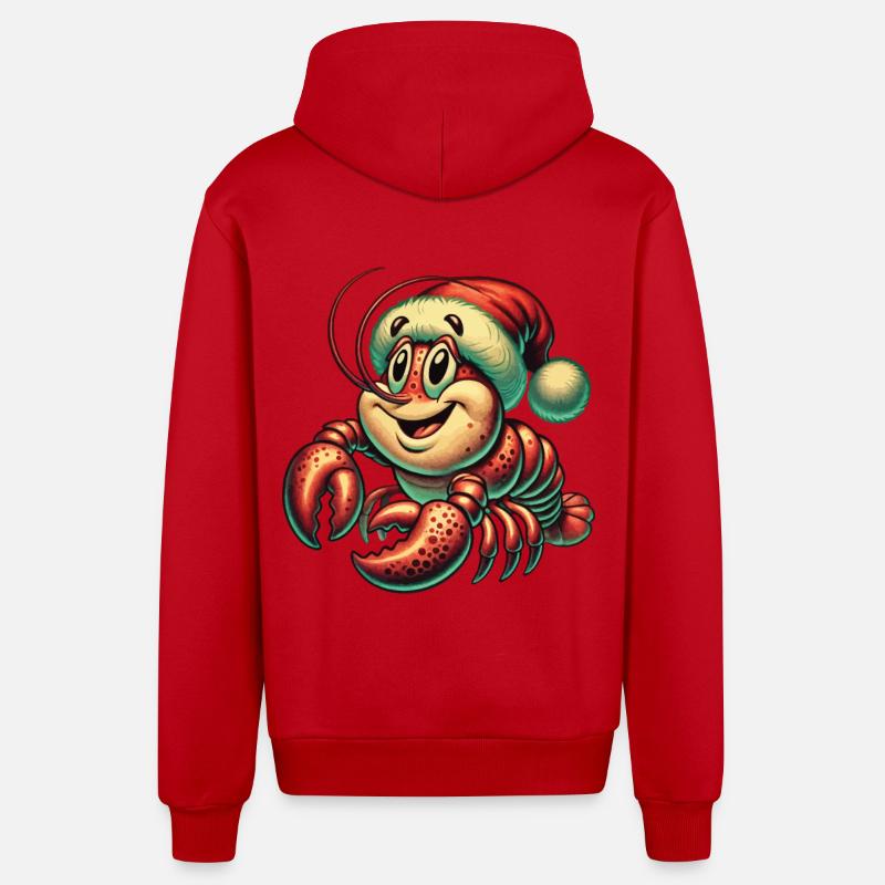 Homard de Noël avec chapeau - Veste à capuche bio décontractée fabriquée en UE - rouge