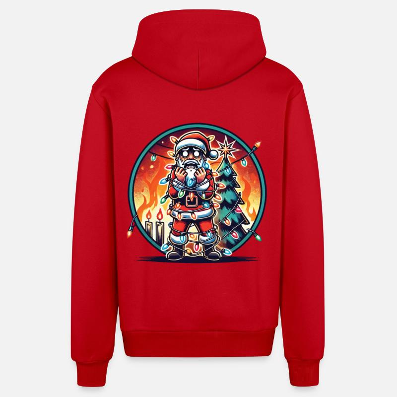 Électrocution Père Noël Chaos - Veste à capuche bio décontractée fabriquée en UE - rouge