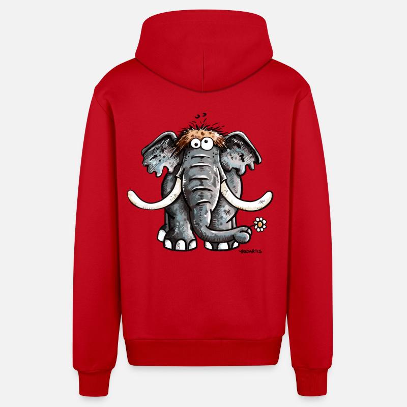 Éléphant avec fleur - Veste à capuche bio décontractée fabriquée en UE - rouge