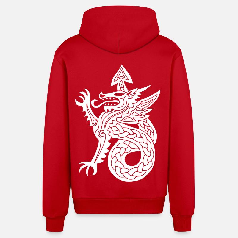 Weißer Drache - Organic Relaxed Kapuzenjacke Made in EU - Rot